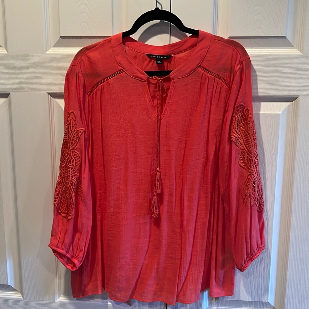 Zac & Rachel Breezy Coral Blouse XL